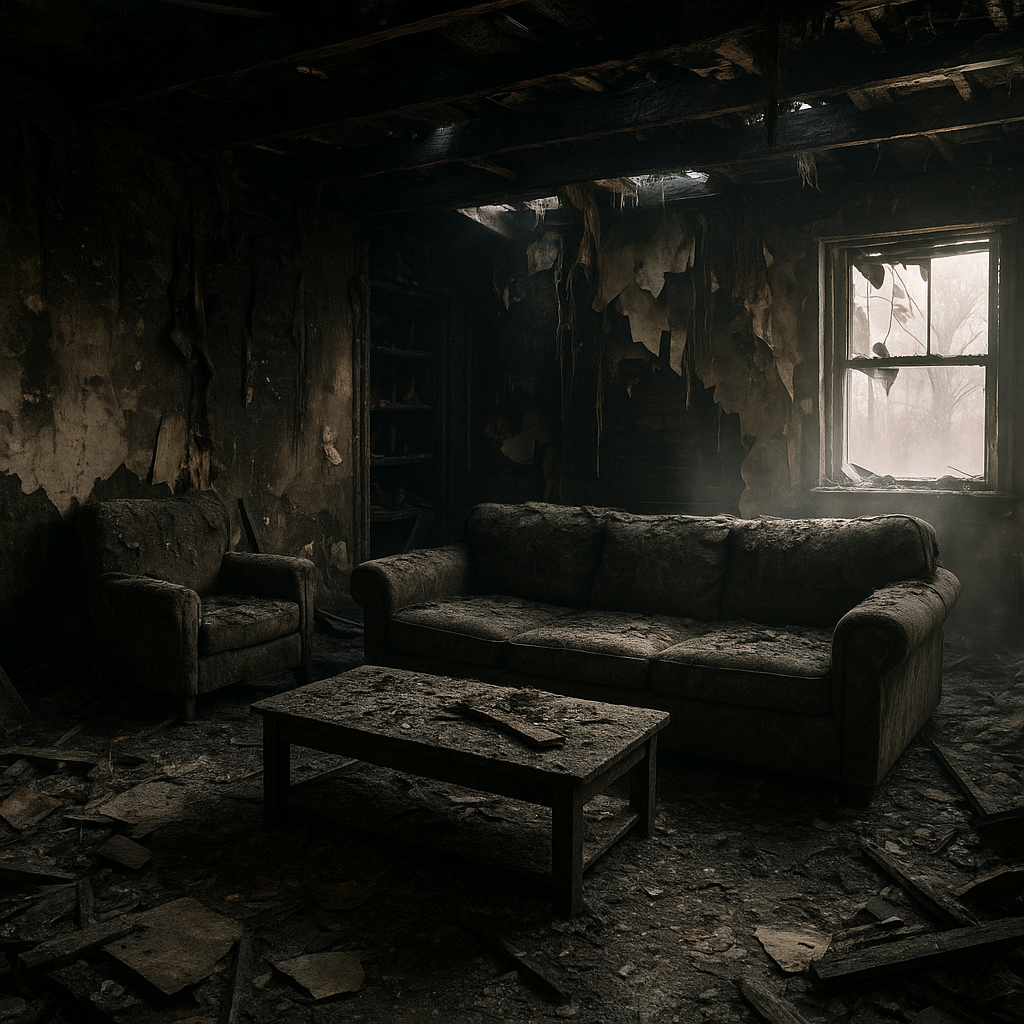 20251210_1250_Fire-Damaged Living Room_simple_compose_01kc4p2p50eg892f57de2s3jrg